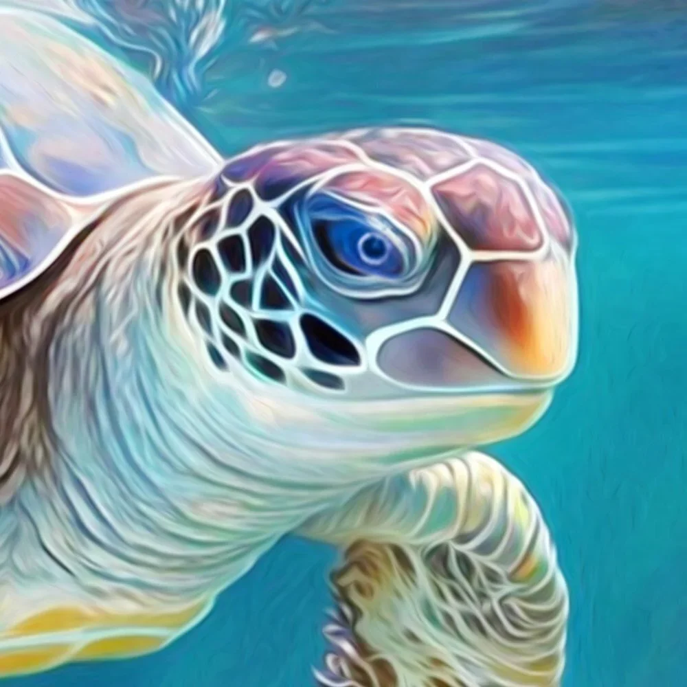 16x20 Sea Turtle Watercolor Oil Painting Wall Art Print - Picture 5 of 6
